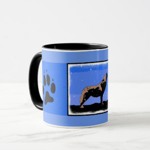 Howling Wolf in Winter - Original Wildlife Art Mug