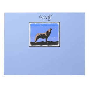 Howling Wolf in Winter  - Original Wildlife Art Notepad
