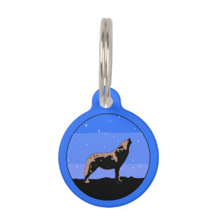 Howling Wolf in Winter - Original Wildlife Art Pet Tag