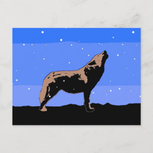 Howling Wolf in Winter - Original Wildlife Art Postcard