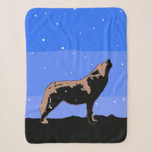 Howling Wolf in Winter - Original Wildlife Art Sherpa Blanket