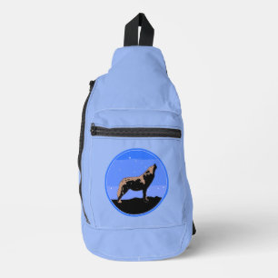 Howling Wolf in Winter - Original Wildlife Art Sling Bag