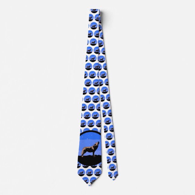 Howling Wolf in Winter  - Original Wildlife Art Tie (Front)