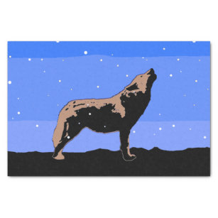Howling Wolf in Winter  - Original Wildlife Art Tissue Paper