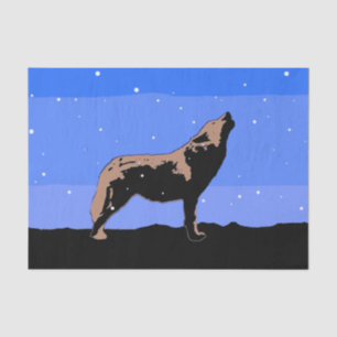 Howling Wolf in Winter  - Original Wildlife Art Tissue Paper