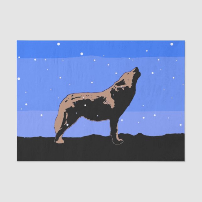 Howling Wolf in Winter  - Original Wildlife Art Tissue Paper (Front)