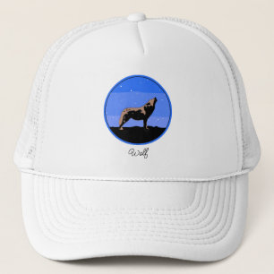 Howling Wolf in Winter  - Original Wildlife Art Trucker Hat
