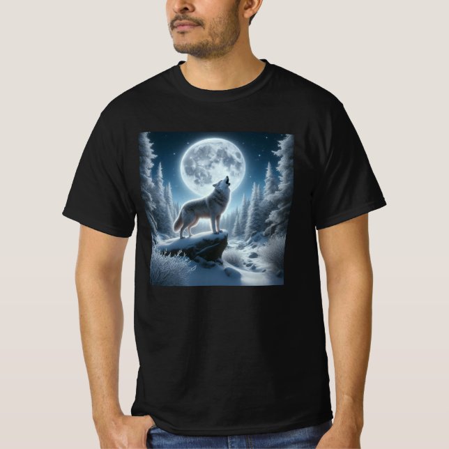 Howling Wolf In Winter T-Shirt (Front)
