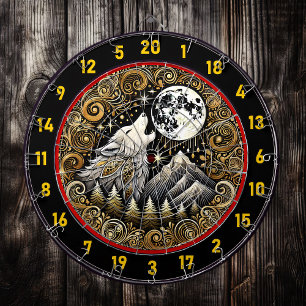 Howling Wolf Inspires Strength And Resilience Dartboard