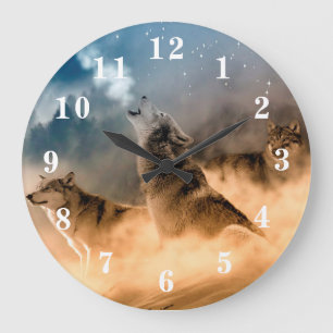 Howling Wolf Large Clock