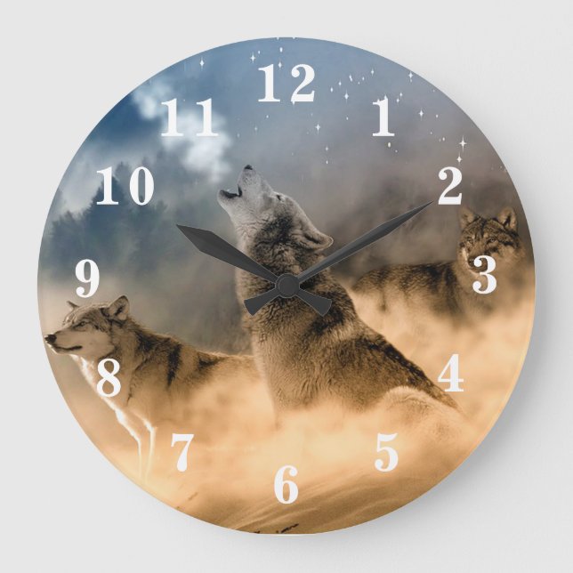 Howling Wolf Large Clock (Front)