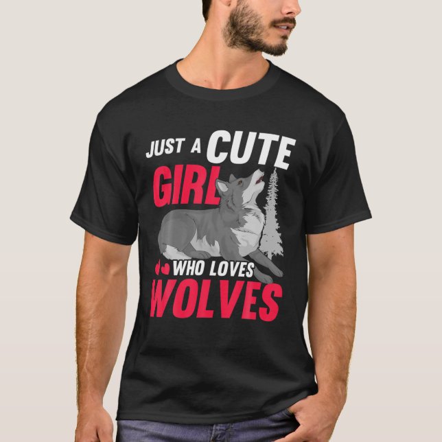 Howling Wolf Lover Women Just A Cute Girl Who Love T-Shirt (Front)