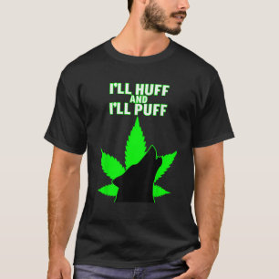 Howling Wolf Lovers Funny Weed Pot Leaf T-Shirt