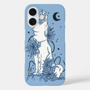 Howling Wolf & Lunar Floral iPhone 16 Case
