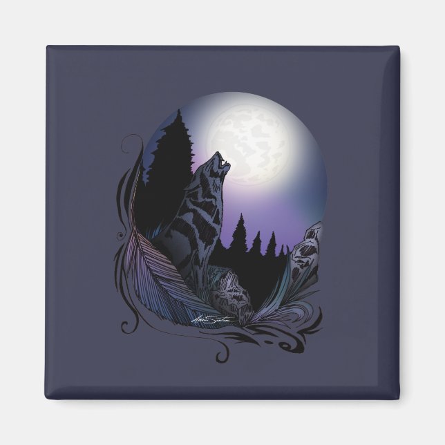 Howling Wolf Magnet (Front)