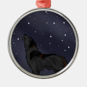 Howling Wolf Metal Tree Decoration