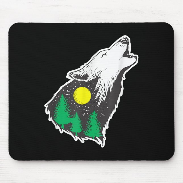Howling Wolf Moon Forest Environmental Protection  Mouse Pad (Front)