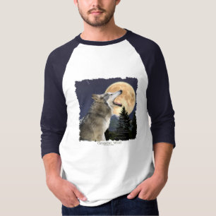 HOWLING WOLF & MOON Shirt with Wildlife Poem