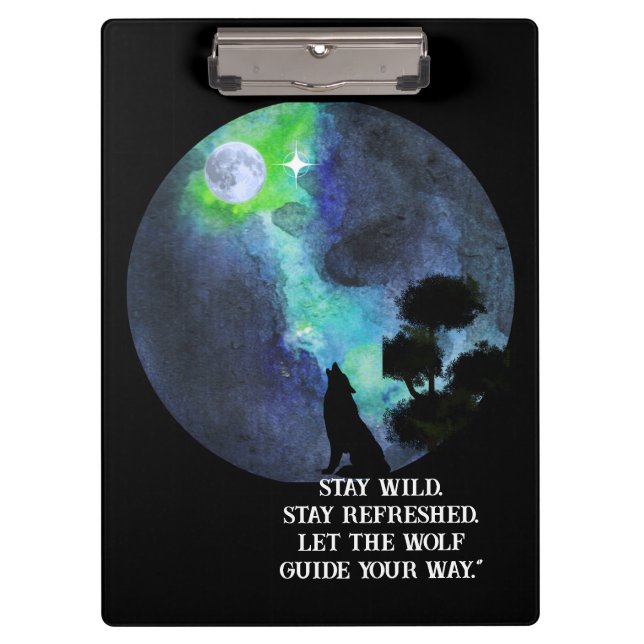 Howling Wolf Moonlight – Mystical Forest Night Wat Clipboard (Front)