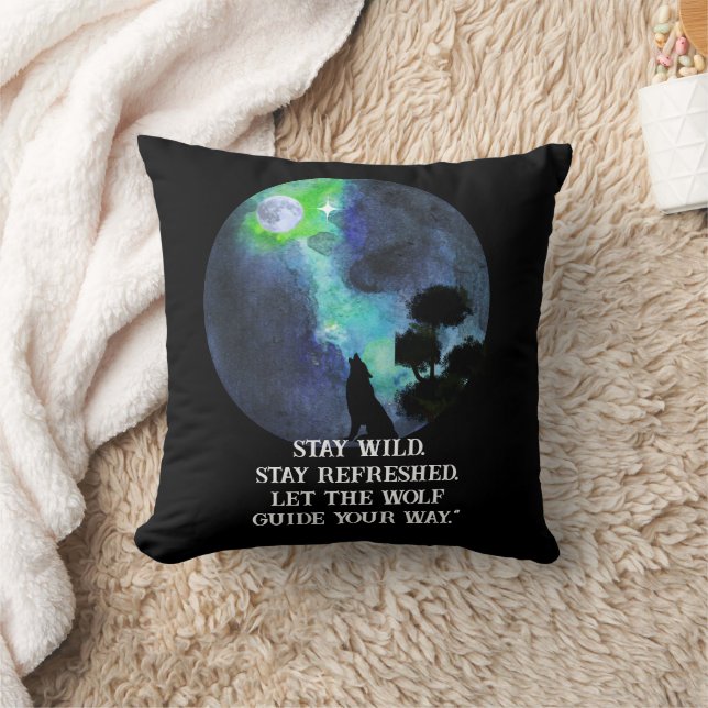 Howling Wolf Moonlight – Mystical Forest Night Wat Cushion (Blanket)