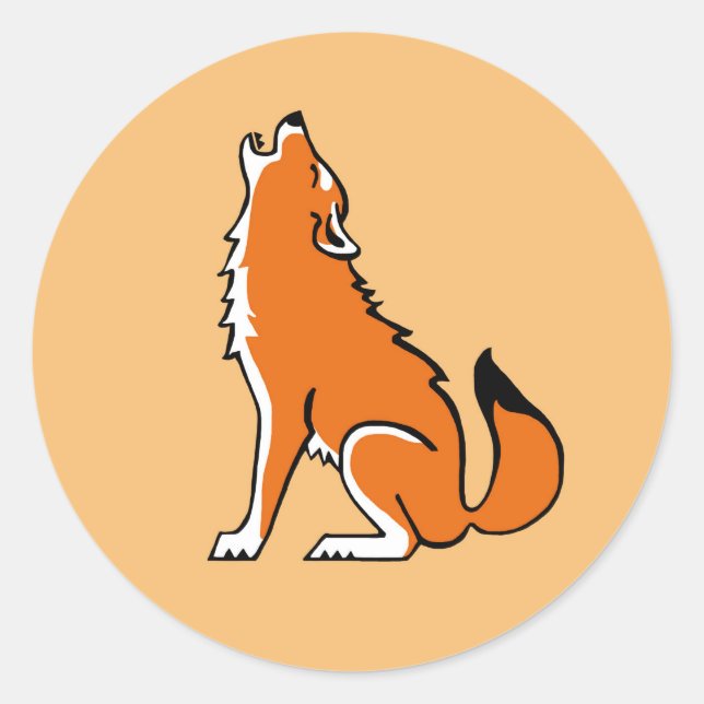 Howling Wolf - Nature - Wildlife -USA - Orange Classic Round Sticker (Front)