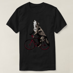 Howling Wolf on Bicycle Design T-Shirt