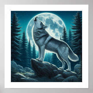 Howling Wolf Poster
