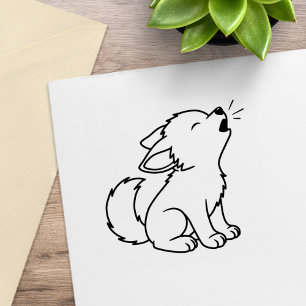 Howling Wolf Pup Colour Me Rubber Stamp