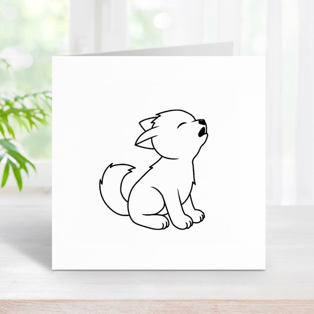Howling Wolf Pup Colour Me Rubber Stamp (Creator Uploaded)