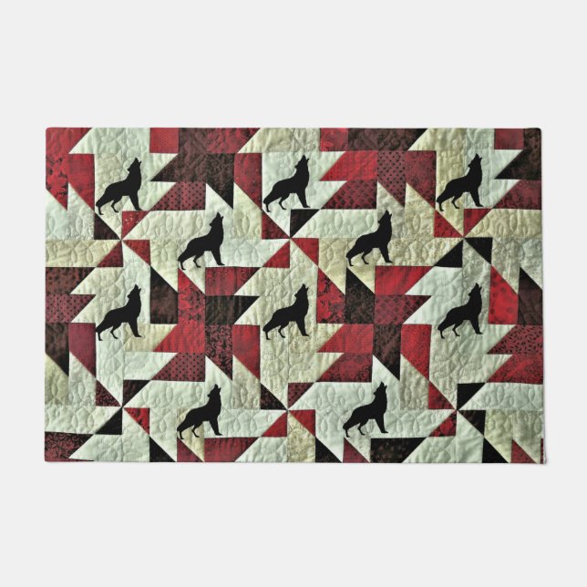 Howling Wolf Quilt Doormat (Front)