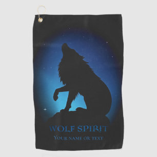 Howling wolf silhouette airbrush night sky  golf towel