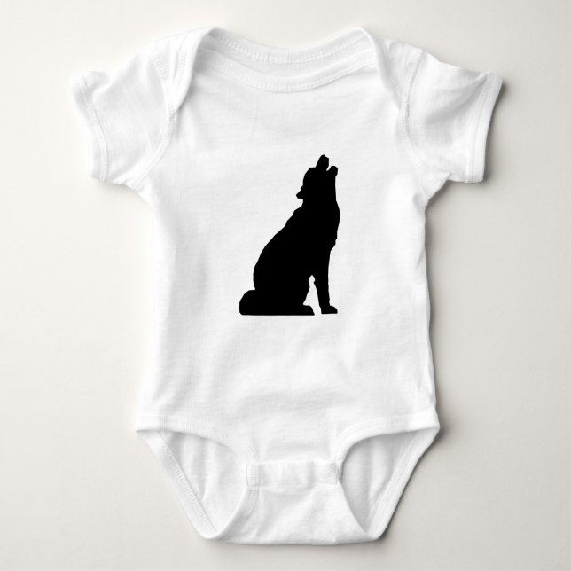 Howling Wolf Silhouette Baby Bodysuit (Front)