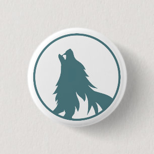 Howling Wolf Silhouette Button Pin