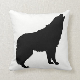 Howling Wolf Silhouette Cushion