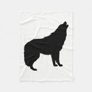 Howling Wolf Silhouette Fleece Blanket