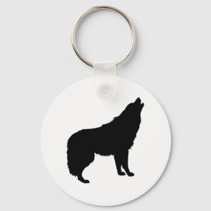 Howling Wolf Silhouette Key Ring