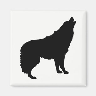 Howling Wolf Silhouette Magnet