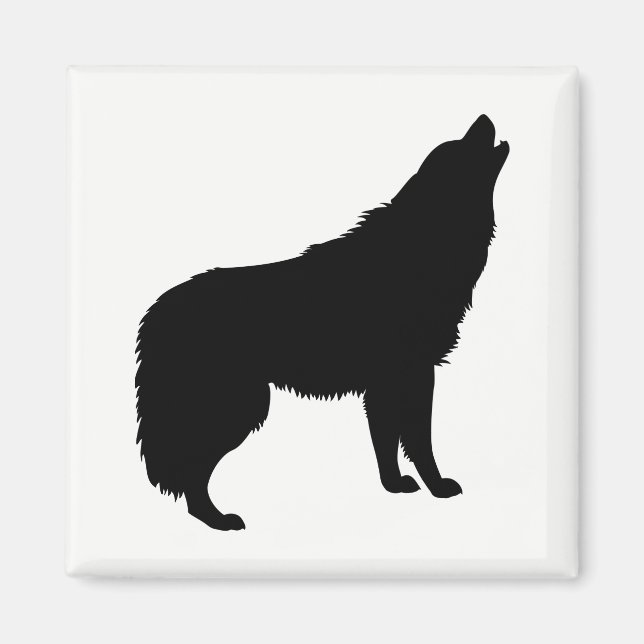 Howling Wolf Silhouette Magnet (Front)