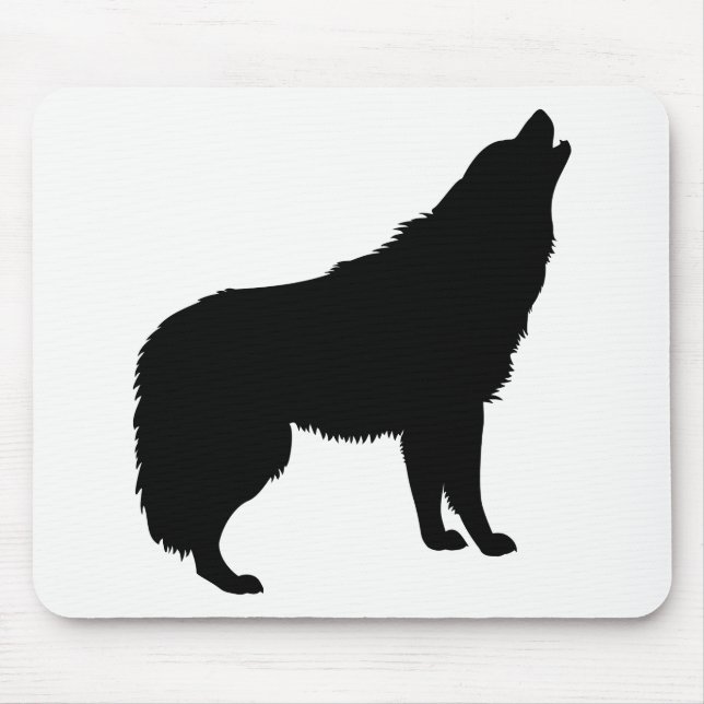 Howling Wolf Silhouette Mouse Pad (Front)