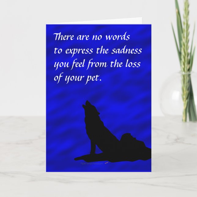 Howling Wolf Silhouette Sympathy for Loss of Pet Card (Front)