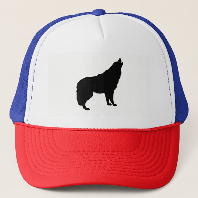 Howling Wolf Silhouette Trucker Hat (Front)