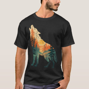 Howling Wolf Sunset Forest Nature Graphic Men Wome T-Shirt