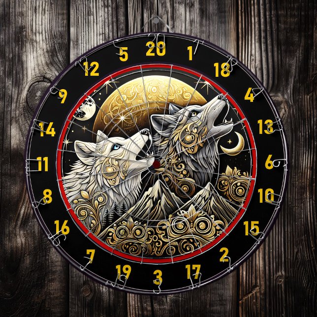 Howling Wolf Symbolises Strength And Wild Freedom Dartboard (Creator Uploaded)