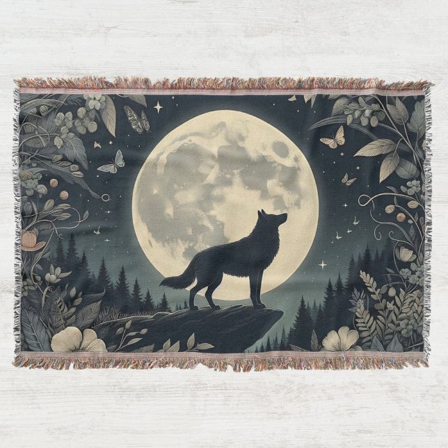 Howling Wolf Tassel Throw Blanket (Creator Uploaded)
