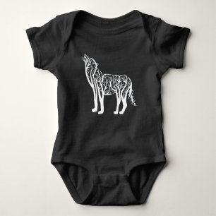 Howling Wolf Tree Art Baby Bodysuit