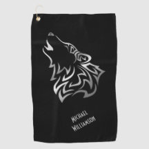 Howling Wolf Tribal Black and Silver Monogram