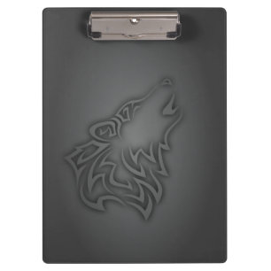 Howling Wolf Tribal Black Clipboard