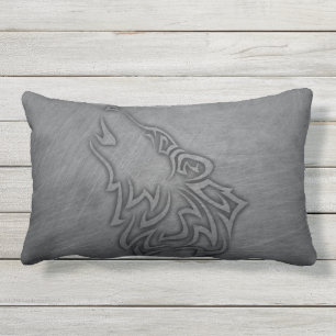Howling Wolf Tribal Steel Lumbar Cushion