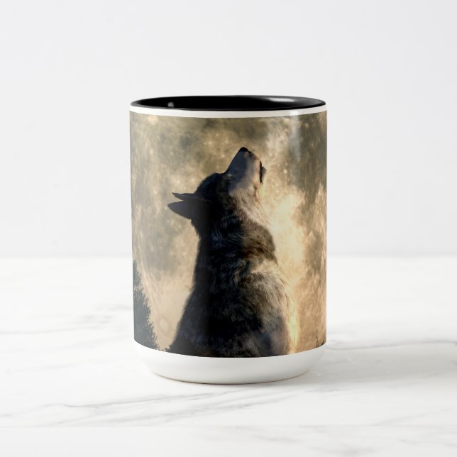 Howling Wolf Two-Tone Coffee Mug (Center)