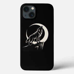 Howling Wolf Under Moon Silhouette iPhone 13 Case